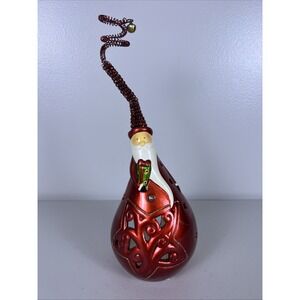 Whimsical Peir 1 cermic pear shaped Santa tea light holder/shelf‎ sitter 9"tall
